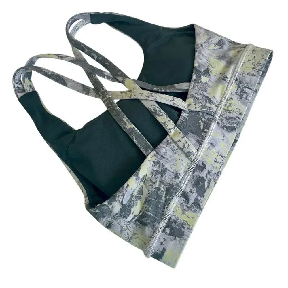 Lululemon Energy Sport Bra Strappy back wicking Padded Sz 4 Athleisure Yoga Gym - Picture 11 of 13